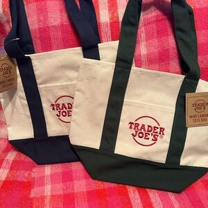 Trader Joe's Canvas Tote Bag - Navy and Green